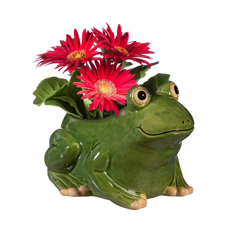 9" Ceramic Frog Planter