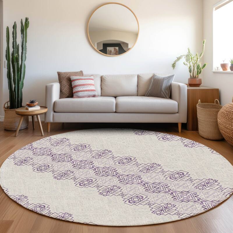 Premium Washable Super Soft Southwest Modern Mayfield Rug - Purple - 8' x 8'