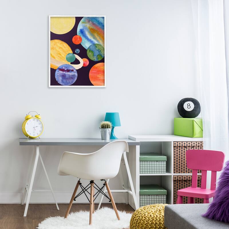 Stupell Planetary Galaxy in Space Framed Giclee Art Design By Corinne Rose Designs