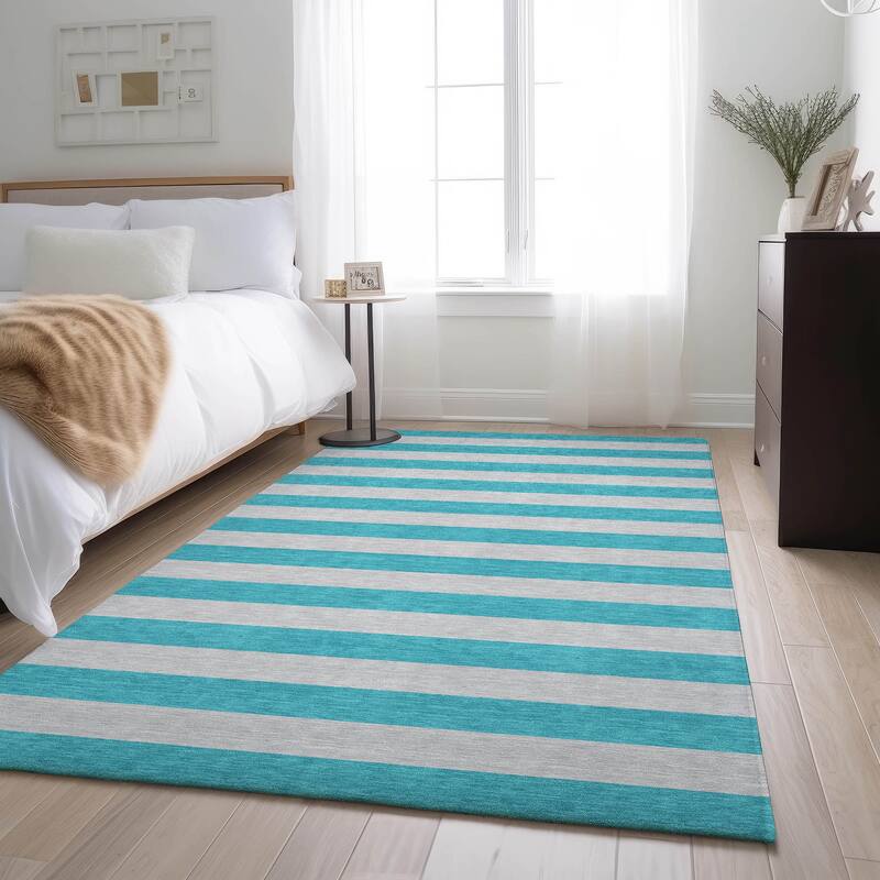 Premium Washable Super Soft Cabana Stripe Mayfield Rug - Turquoise - 10' x 14' - Rectangle