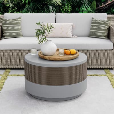 COSIEST Outdoor Patio Faux Stone Coffee Table