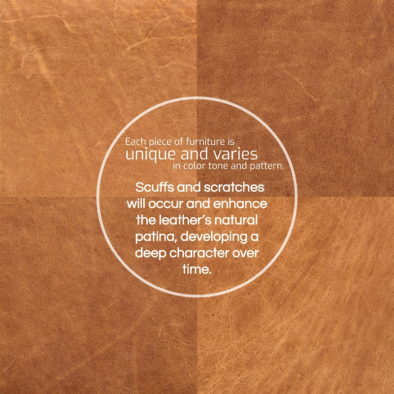 Poly & Bark Turin Leather Ottoman in Cognac Tan