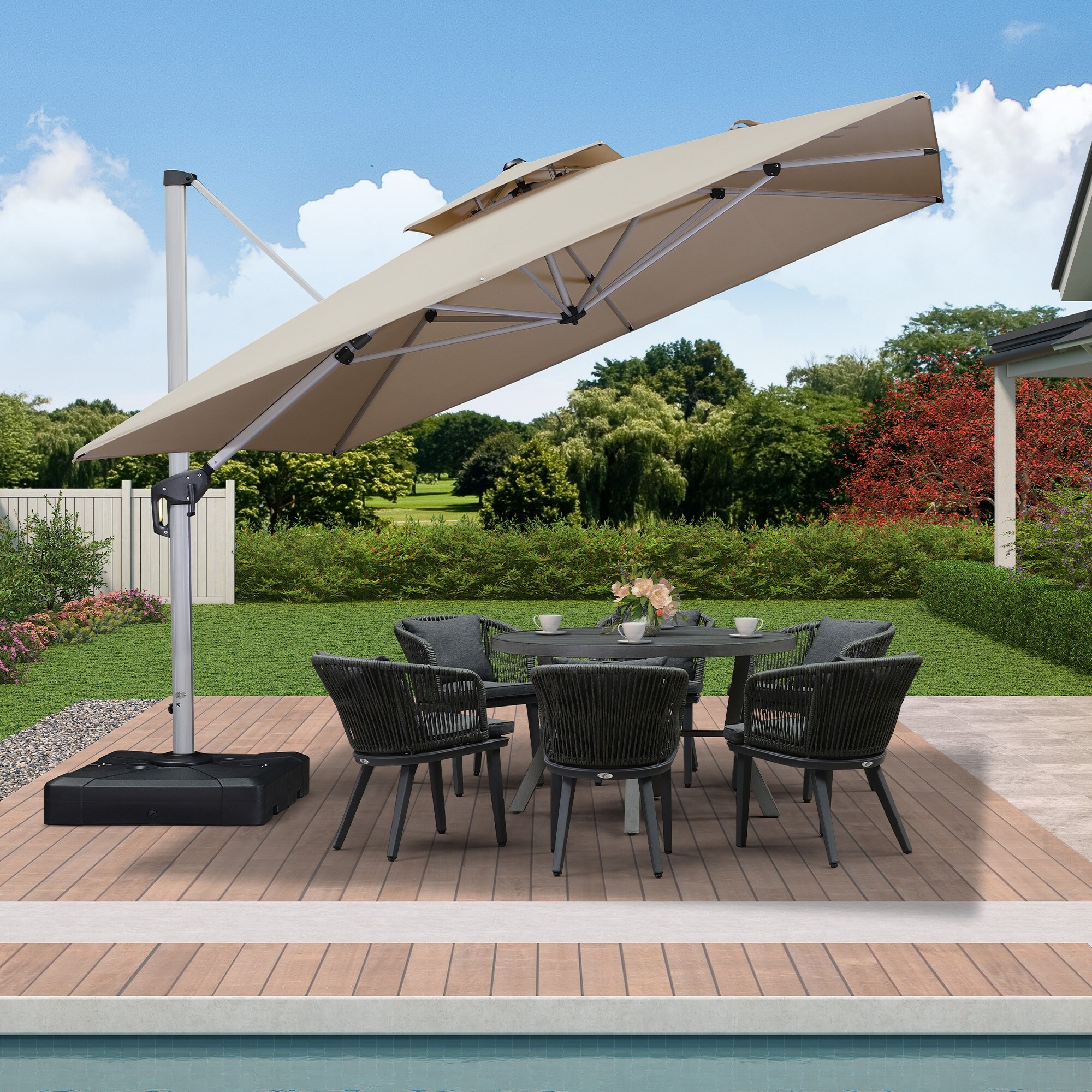 PURPLE LEAF 11 ft Square Aluminium Frame 360 Degree Rotation Patio Offset  Umbrella - On Sale - Bed Bath u0026 Beyond - 37529812