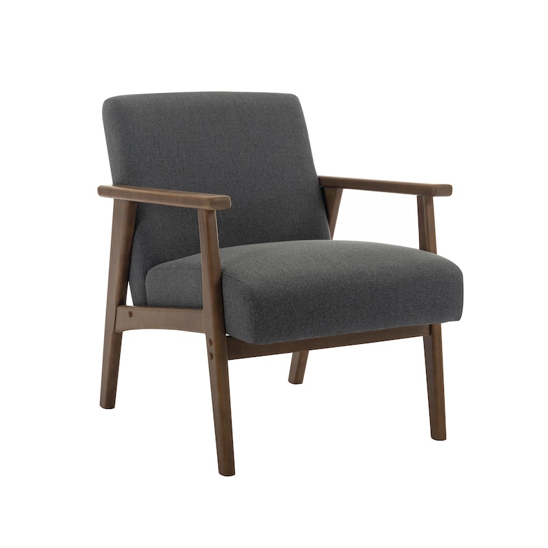 Porthos Home Laleh Fabric Accent Chair with Rubberwood Legs - Dark Grey