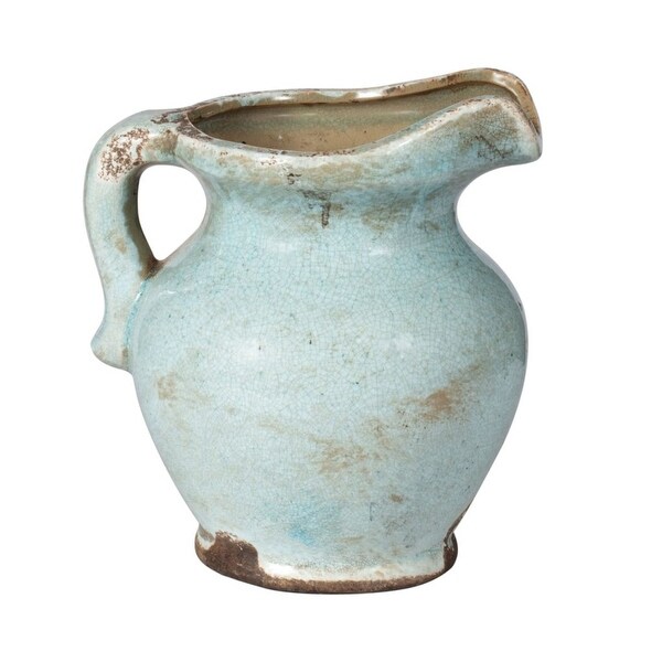8.5" Pale Blue Distressed Finish Terracotta Vase - N/A