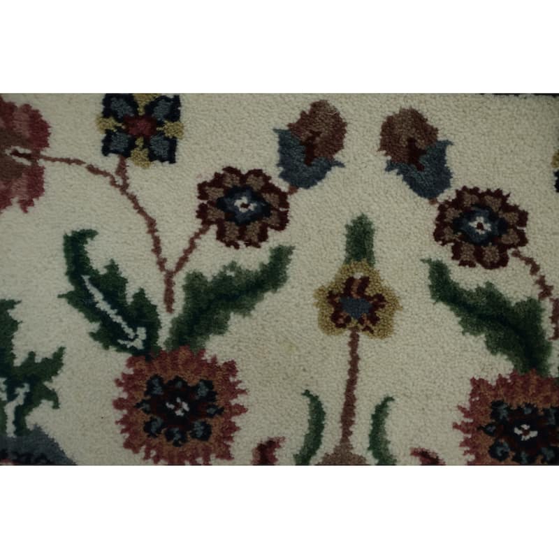 Hand Knotted Oriental 100% Wool Carpet Traditional All-Over Beige & Ivories Kashan Runner Rug - 11' 10'' X 2' 7''