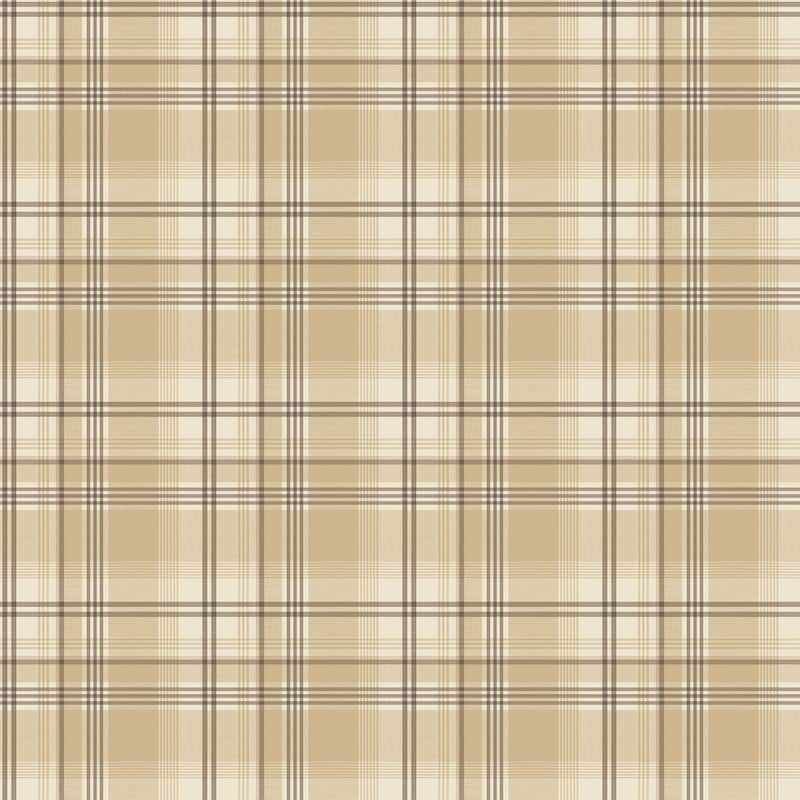 Galerie Wallcoverings Kitchen Recipes Traditional Plaid Design Vinyl on Non-woven Matte Wallpaper Roll - 33 feet x 21 inches - Brown