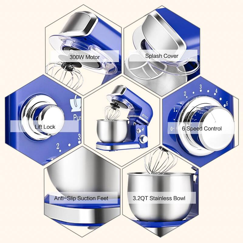 Stand Mixer,3.2Qt Mini Electric Food Mixer,6 Speeds Portable
