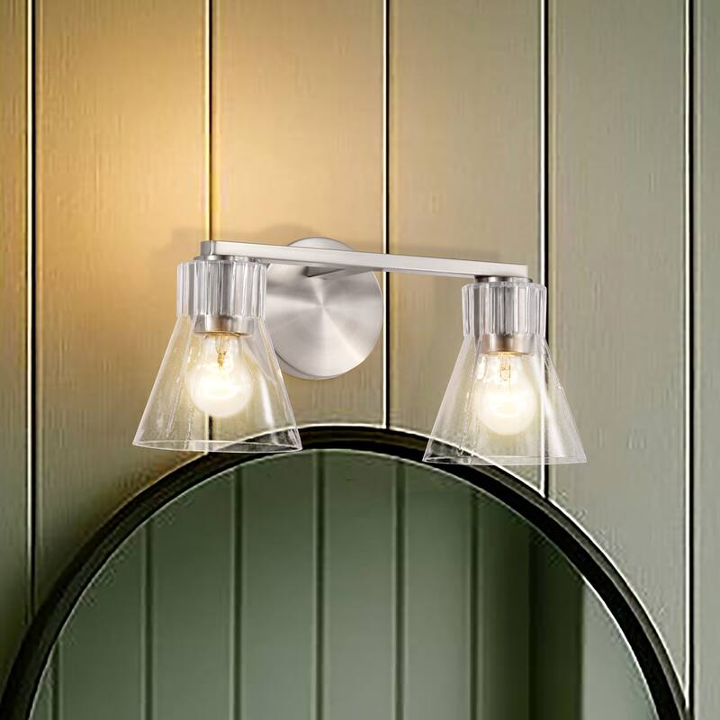 Gianna 2 Light Vanity Brushed Nickel Finish Clear Glass - Brushed Nickel