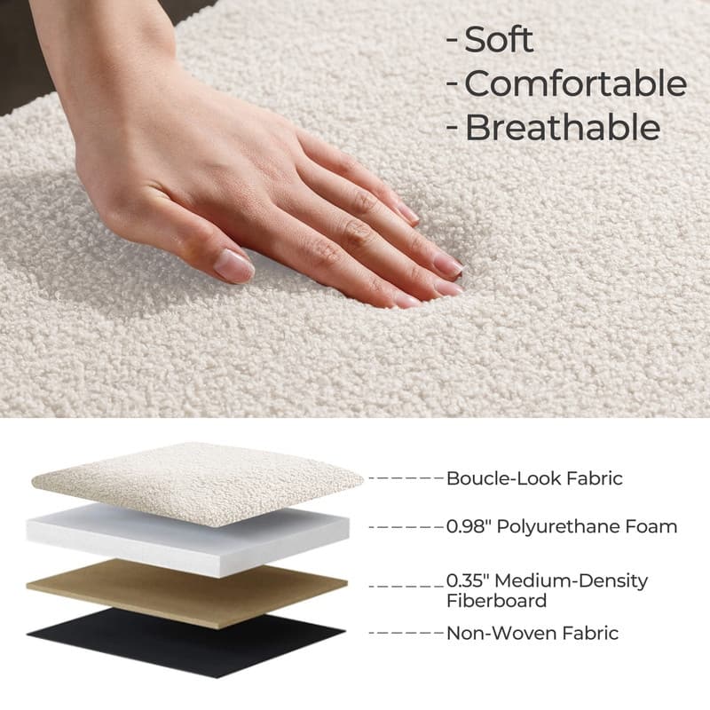 39.5" Off White Boucle Storage Ottoman Bench Sherpa Storage Bench Ottoman Foot Rest End of Bed for Living Room Bedroom,Wood Leg