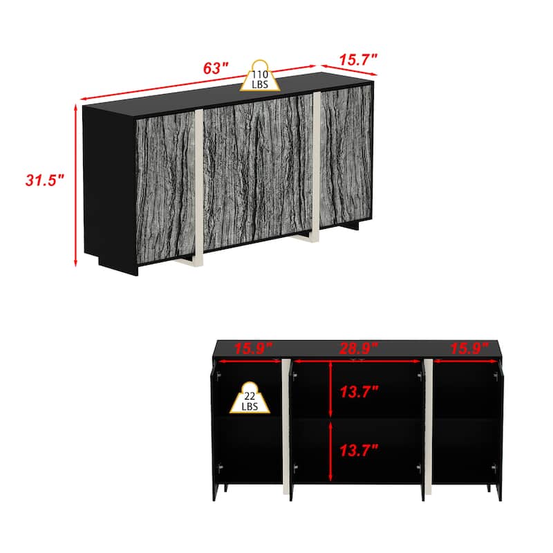 Stylish Storage Buffet: Ample Shelving and a Contemporary Design for Organized Dining Areas