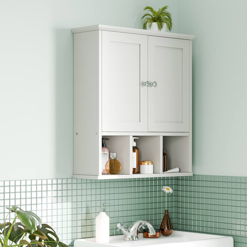 Futzca Bathroom Cabinet Wall Mounted, Storage Cabinet with Doors and Shelves