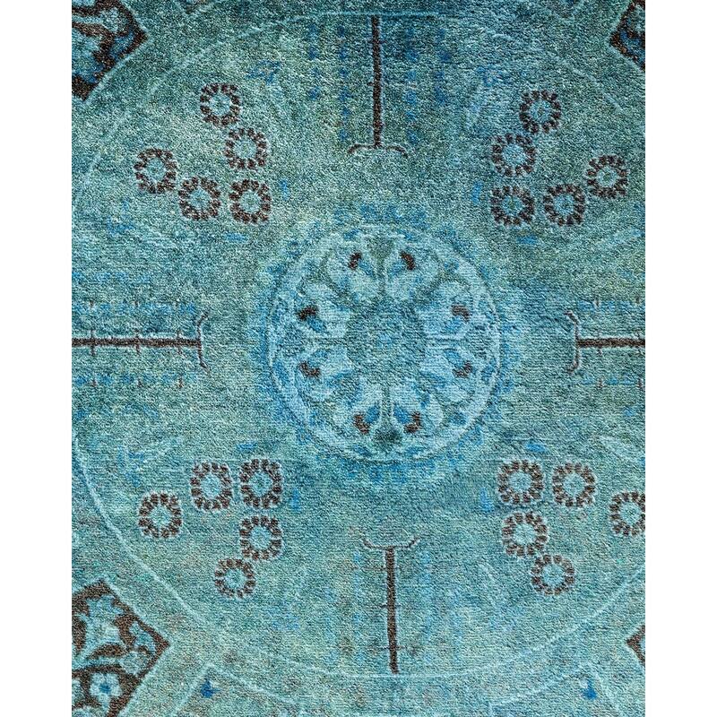 Contemporary Overdyed Wool Hand Knotted Round Area Rug - 6' 1" x 6' 1"