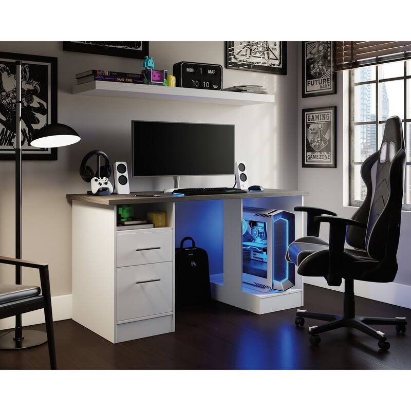 Gaming Desk 60" Top Open And Drawer Ped