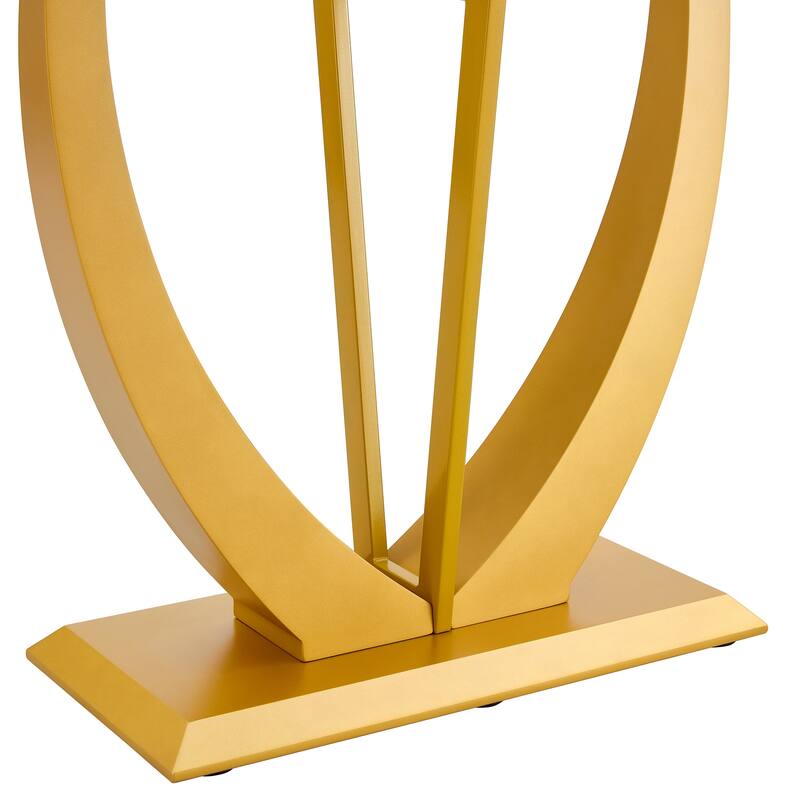 wooden console table with O-shape legs