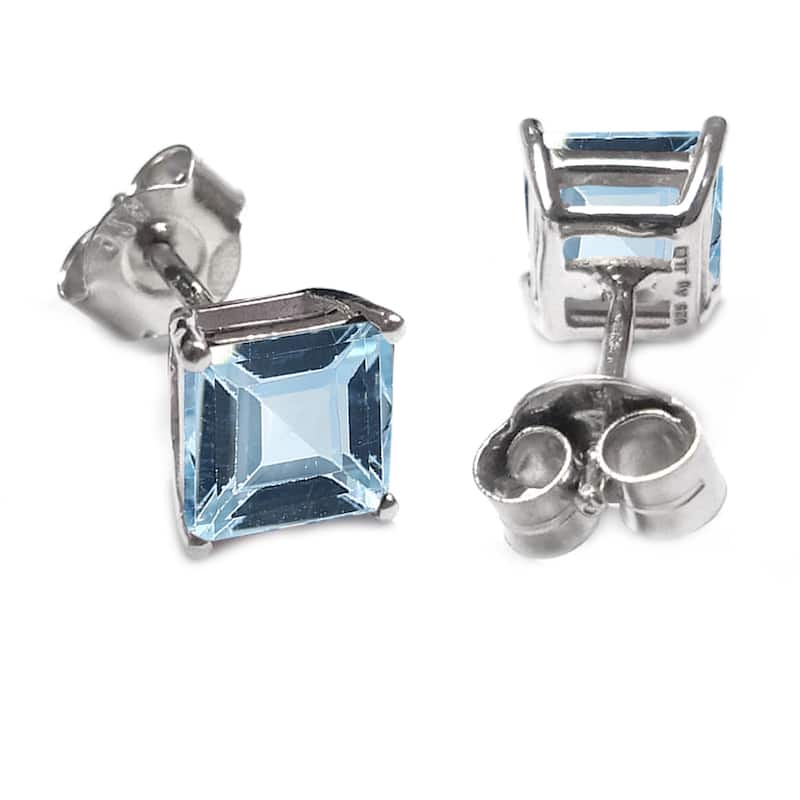 925 Sterling Silver Sky Blue Topaz Studs Earrings