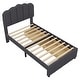 preview thumbnail 4 of 12, Twin Size Upholstered Bed With 2 Storage Drawers,Wood Slat Support