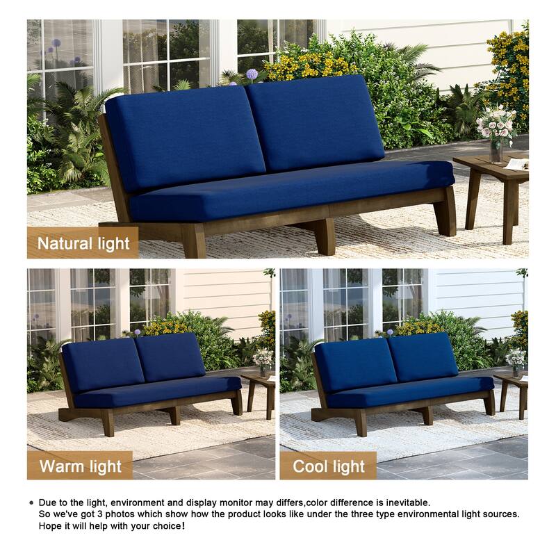 3 Seat Wood 64" W Outdoor Patio Sofa with Cushion