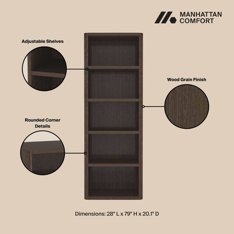 Manhattan Comfort Rivington Modern 28 Inch Open Bookcase