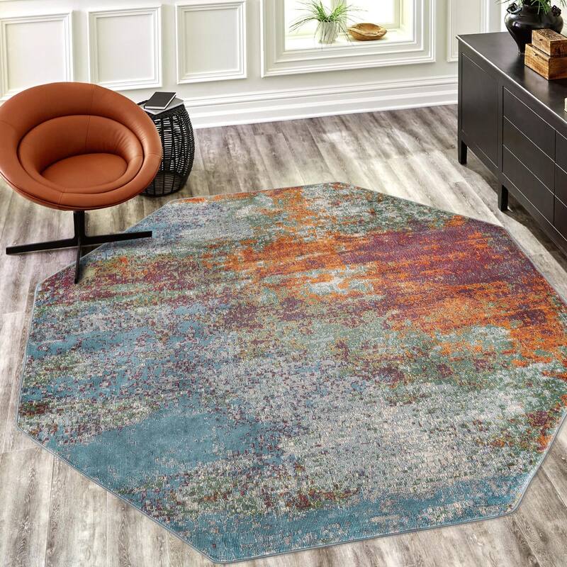 Contemporary Laka Collection Area Rug - Multi - 8'2"x8'2" Octagon