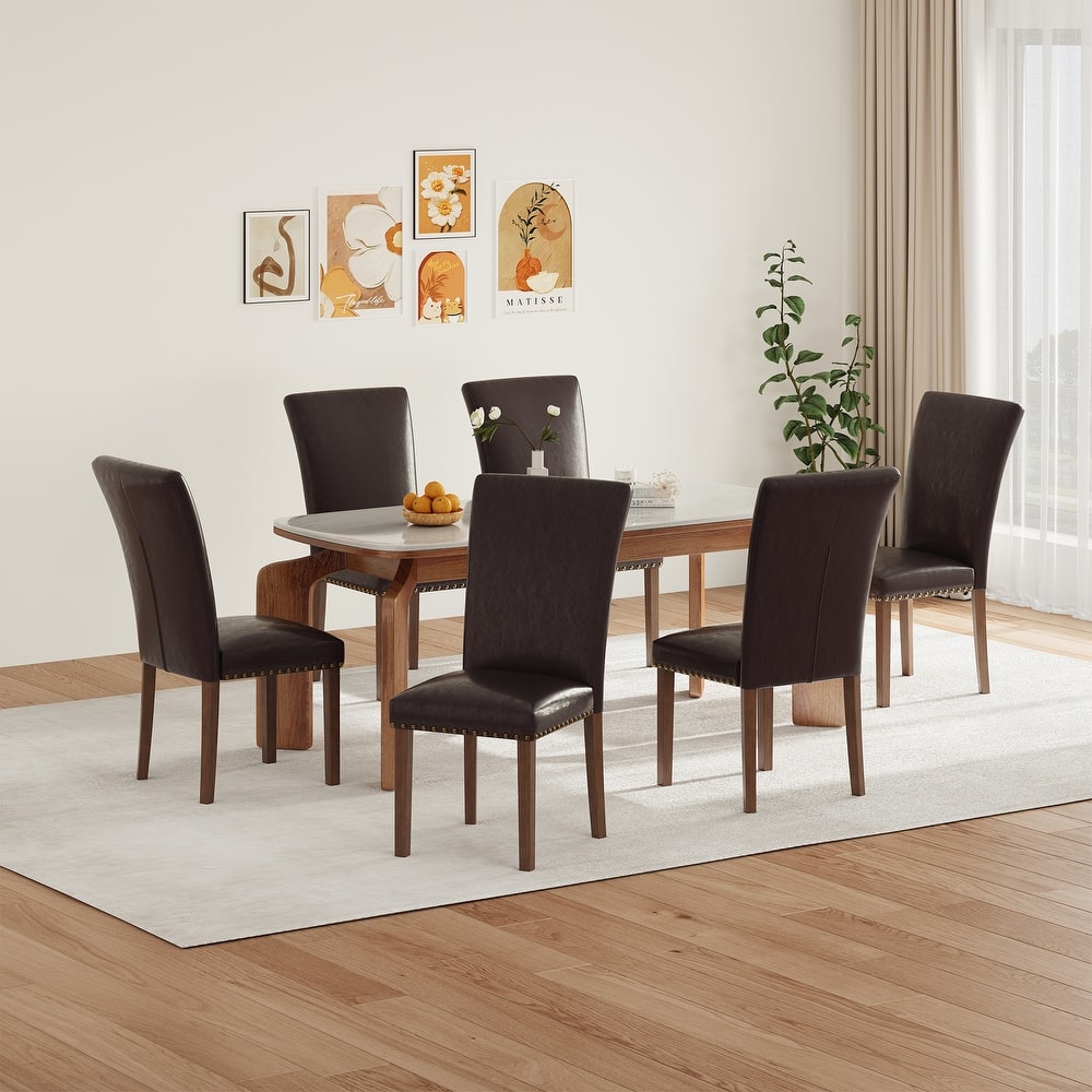 RENEWLINE Dining Chairs, Fabric with Nailhead Trim and Wood Legs