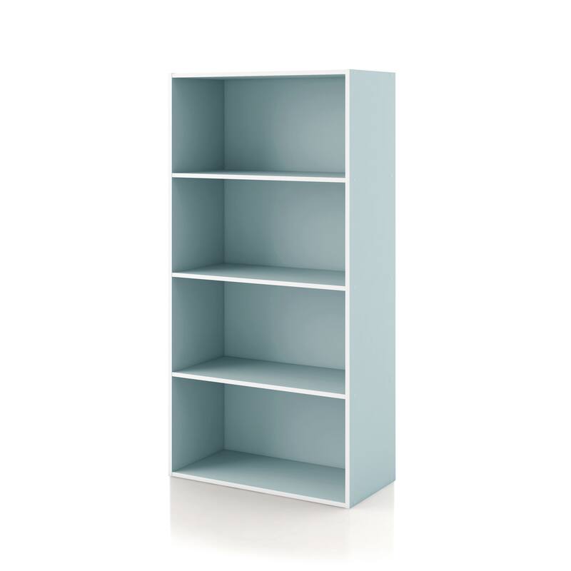 DH BASIC Modern Wood Customizable Stackable Storage Organizer - Cube Shelves, Drawer Cabinet, Bookcase with Doors by Denhour - 4-Tier - Light Blue