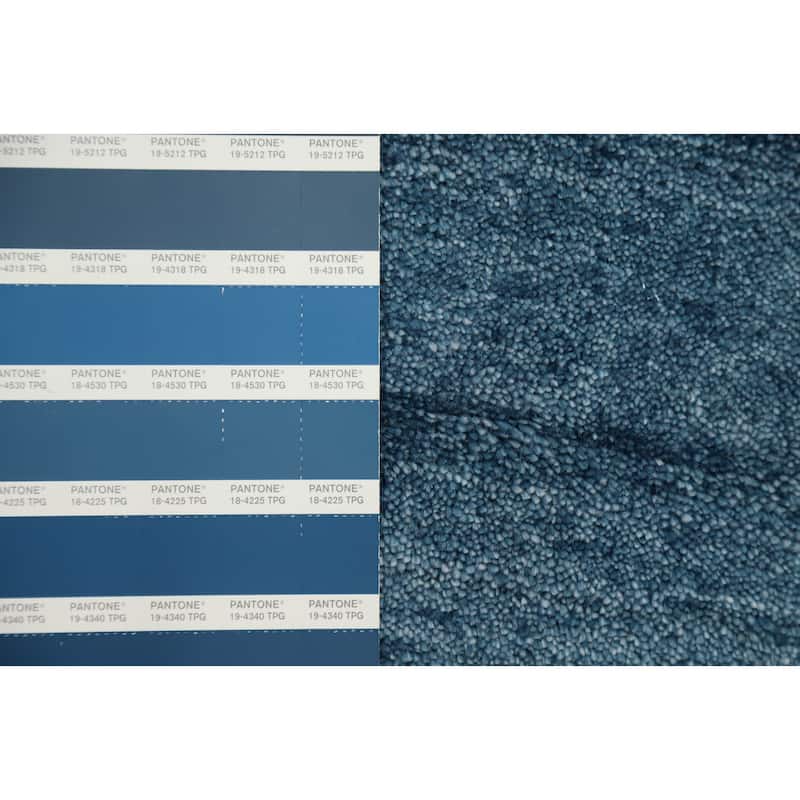 Hand Knotted Oriental Viscose Silk Carpet Tribal Animal Pictorial Navy Blue & Blues Gabbeh Area Rug - 9' 9'' X 7' 9''