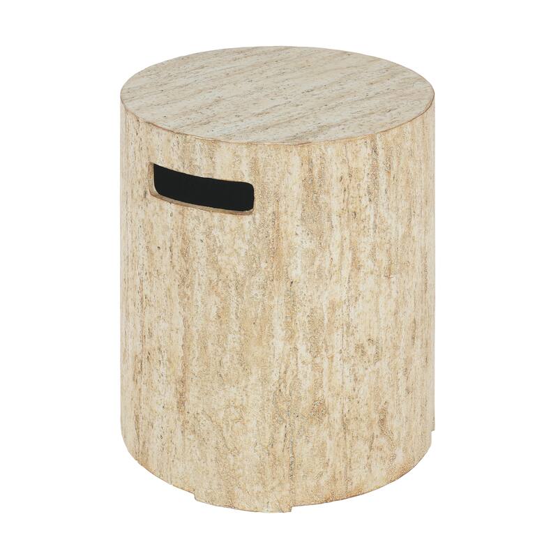 Christopher Knight Home - Trenton Outdoor Fire Pit Table and Side Table Set with Travertine Stone Texture and Durable MGO Build