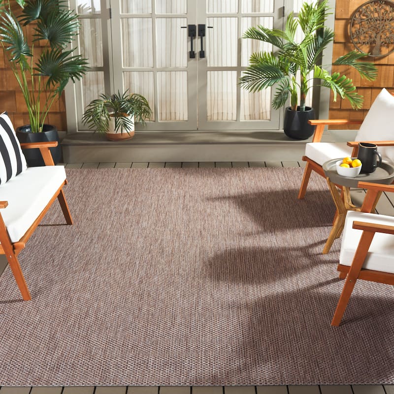 SAFAVIEH Courtyard Begajeta Indoor/Outdoor Waterproof Patio Backyard Rug. - 8' x 11' - Natural/Black