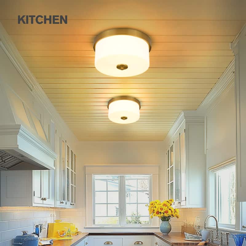 2-Light Flush Mount Ceiling Light - 10.63"L x10.63"W x5.51"H
