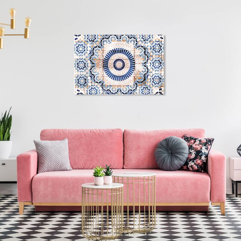 Wynwood Studio Abstract Mandala for Spring Blue and Bohemian & Eclectic Wall Art Canvas Print - 24 x 36