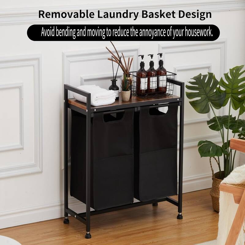 Laundry Hamper with 2 Pull-Out and Removable Bags