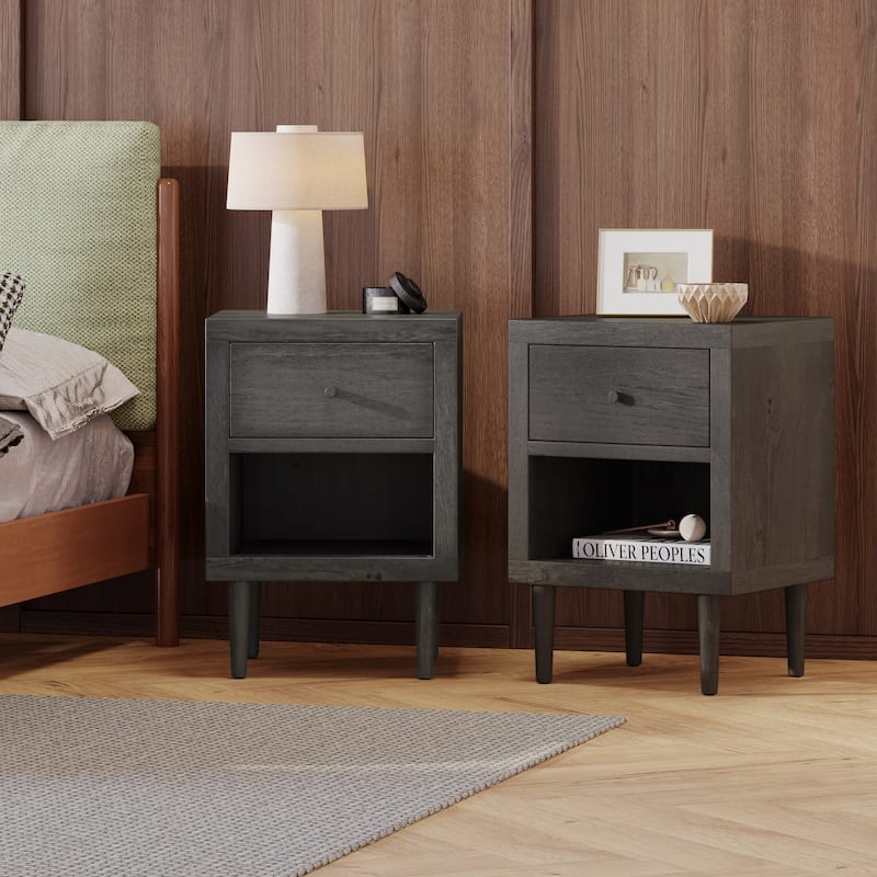 Nystrom Faux Wood Single Drawer Nightstand by Christopher Knight Home