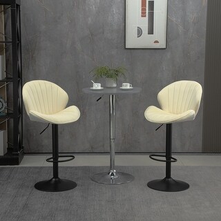 Shell Back Swivel Chair 2 Piece Bar Stool Set - Adjustable Shell Back Swivel Bar Chair, Cream ...