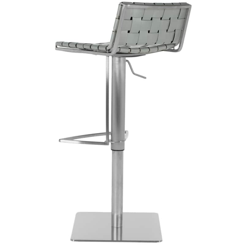 SAFAVIEH Mitchell Brown Leather Seat Stainless-Steel Adjustable 22-31-inch Modern Bar Stool - 19"W x 15"D x 30"H