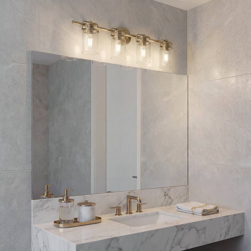 Kichler Lighting Brinley 32.5 in. 4-Light Champagne Bronze Vanity Light with Clear Glass Shade