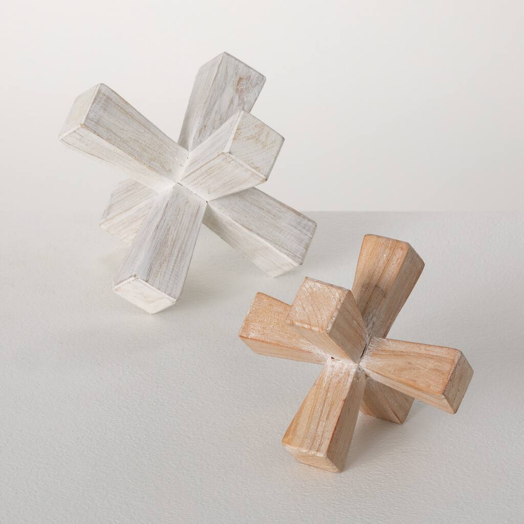 5.5" & 7.25" Ultra-Modern Geometric Art - Set of 2, Multicolor - 7"L x 7"W x 7.25"H, 5.5"L x 5.5"W x 5.5"H