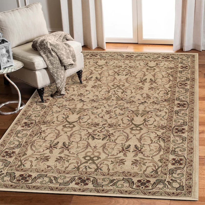 Superior Heritage Traditional Floral Scroll Indoor Area Rug - 4' x 6' - Ivory