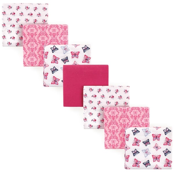 slide 1 of 1, Hudson Baby Infant Girl Cotton Flannel Receiving Blankets Bundle, Butterflies, One Size - Butterflies - One Size One Size - Butterflies