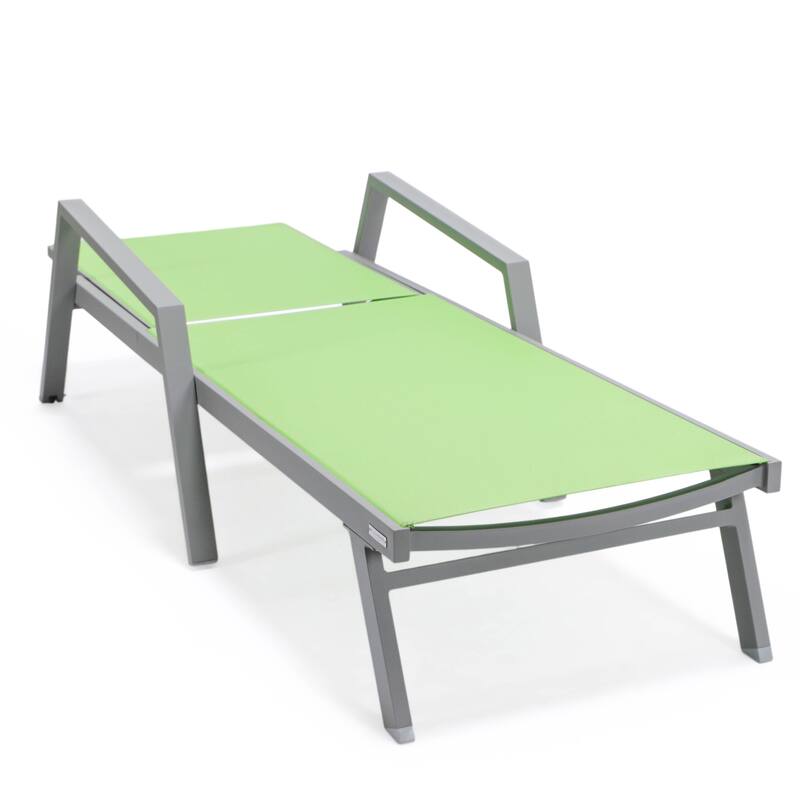 LeisureMod Set of 2 Stackable Beach Pool Sunbathing Chaise Loungers - Adjustable Outdoor Sun Lounge Chairs for Patio Backyard