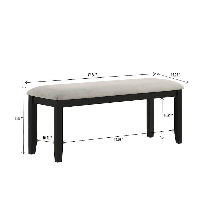 Farmhouse Storage Narrow Hallway Bench with Wood Legs -  Space-Saving Design|Black,Gray