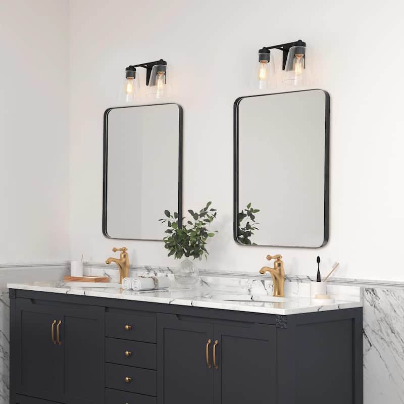 Zarbel 2-Light Modern/Contemporary Bathroom Vanity Light for Powder Room - Black - L 13"x W 7"x H 8"