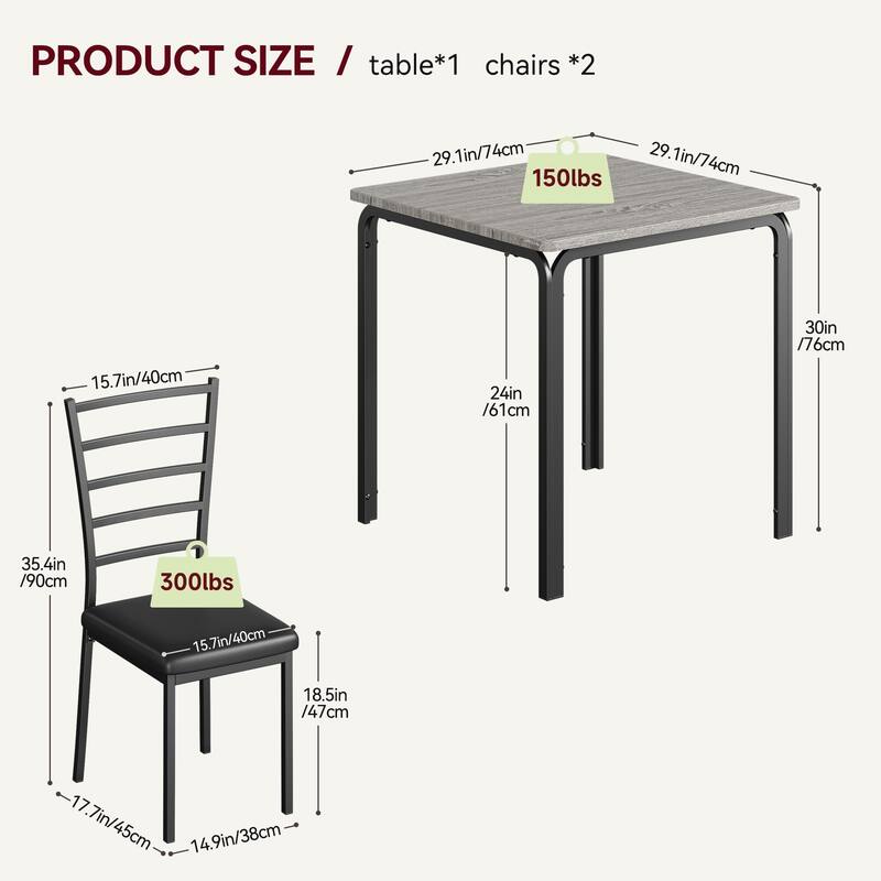  Dining Table for 2, Small Table and Chairs Set of 2
