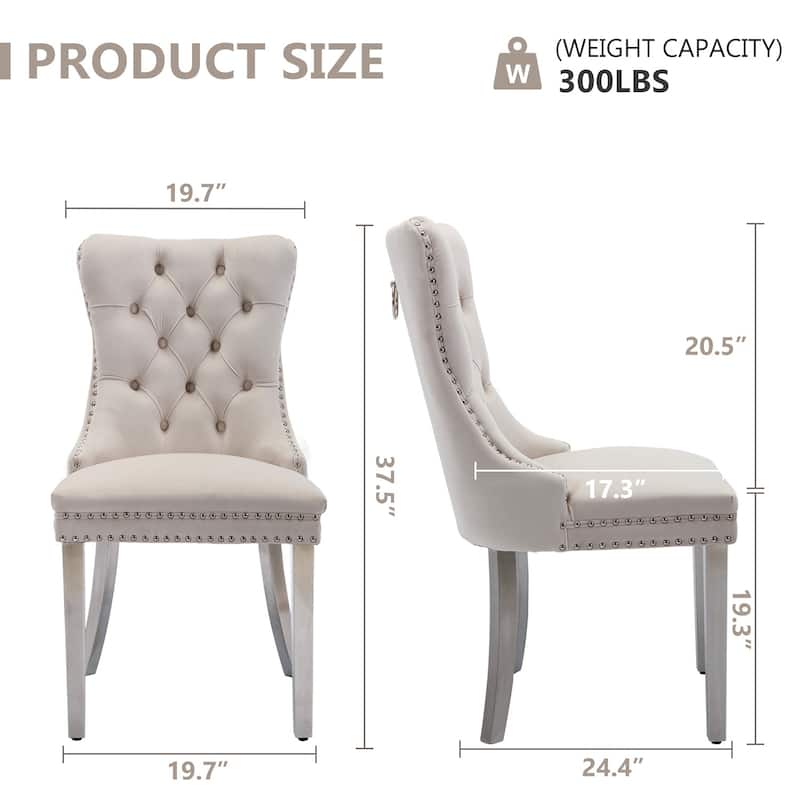 Velvet Dining Chairs Set of 2, Tufted Dining Room Chairs with Button Back, Nailhead Trim, Upholstered Kitchen Side Chairs