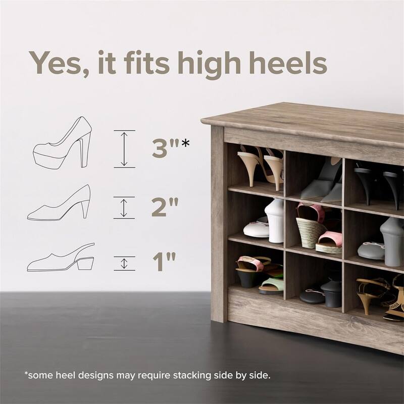 24 Pair Shoe Storage Cubby Bench - 15.5"D x 60"W x 20.25"H
