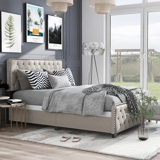 Furniture of America Tilly Button Tufted Fabric Upholstered Bed