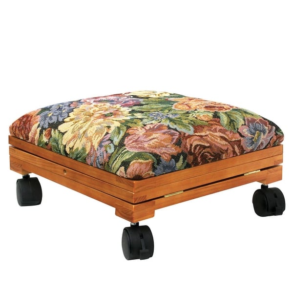 Footrest Adjustable Height Footstool with Wheels Rolling Under