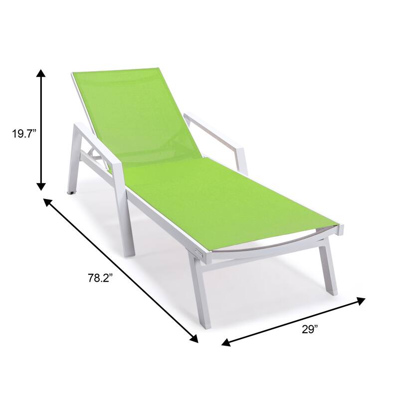 Marlin Rust-Resistant Aluminum Chaise Lounge - Adjustable 4-Position Outdoor Tanning Chair with Armrests