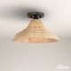 preview thumbnail 1 of 2, Hunter Agoura 14" Boho Rattan Flush Mount Ceiling Light - Kitchen, Bedroom, Hallway, Entry, Laundry Room - Transitional, Coastal Rattan