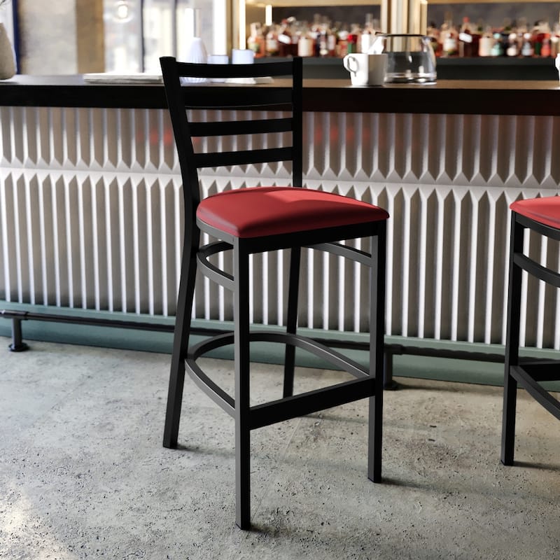 Ladder Back Metal Restaurant Barstool - 17"W x 18"D x 42.25"H